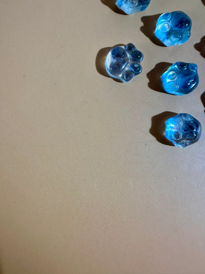 Teeny Aquamarine Paw | Mini Blue Crystal Carving