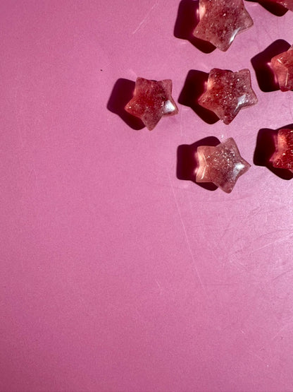 Mini Strawberry Quartz Star | Pink Crystal Carving