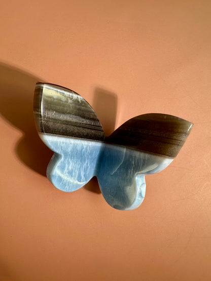 Blue Opal 3D Butterfly Carving