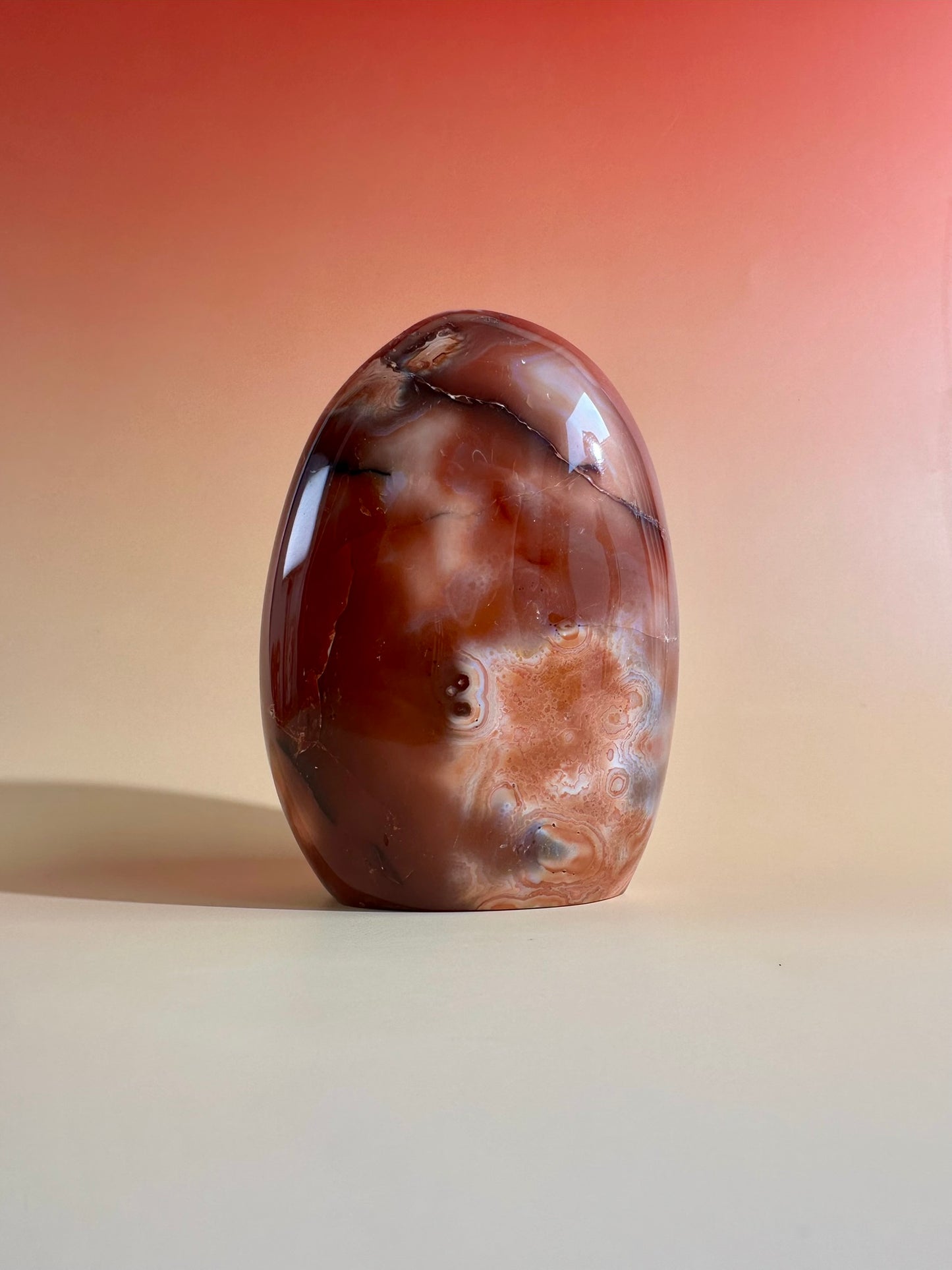 Carnelian Orca Agate Standing Freeform – Option F | Confidence, Creativity & Statement Crystal