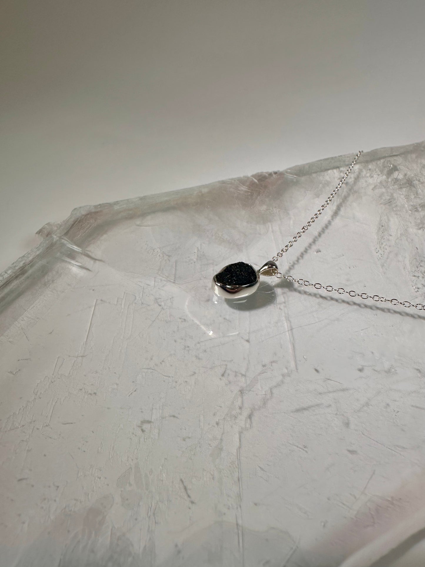 925 Sterling Silver Rough Black Tourmaline Bezel Necklace
