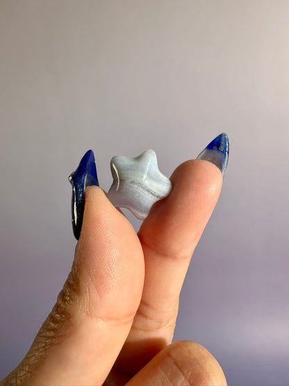 Mini Blue Lace Agate Star | Celestial Crystal Carving