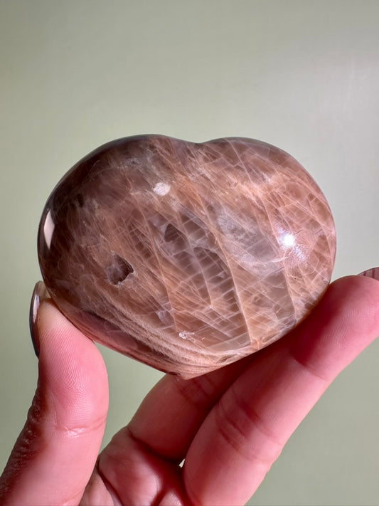 Peach Moonstone Heart | Love, Emotional Healing & New Beginnings Crystal