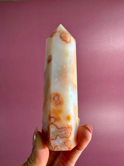 Carnelian Flower Agate Tower Option G | Joy, Confidence & Personal Growth Crystal