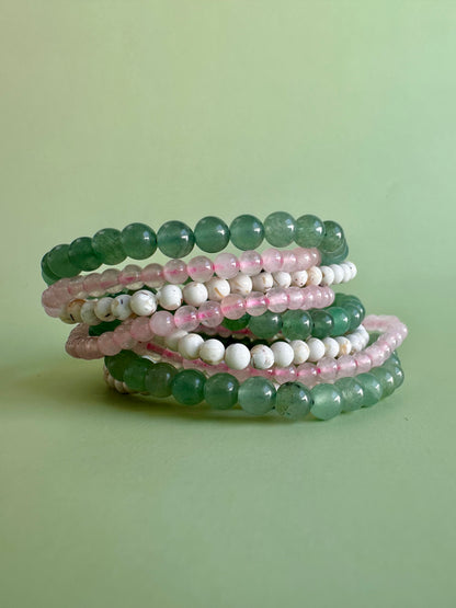 Bracelet Bundle Set: “Mother’s Love” - Mother of Pearl, Rose Quartz, Green Jade