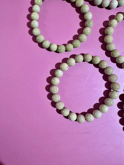 8mm Avocado Alashan Agate Beaded Bracelet | Grounding, Growth & Harmony Energy