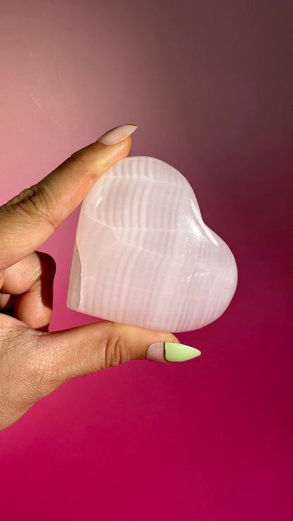 Pink Calcite Heart UV Reactive – Option D