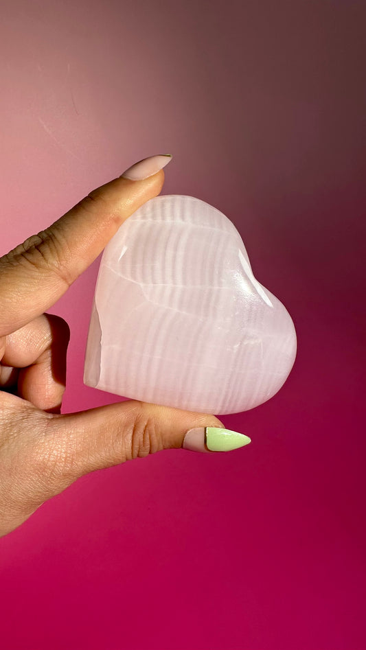 Pink Calcite Heart UV Reactive – Option D