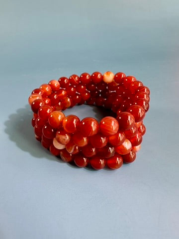 8mm Banded Carnelian Beaded Bracelet