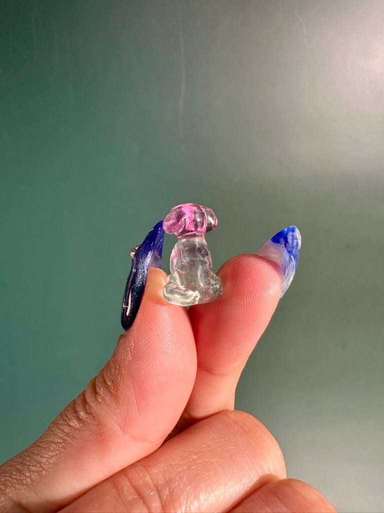 Mini Rainbow Fluorite Sitting Dog | Crystal Carving