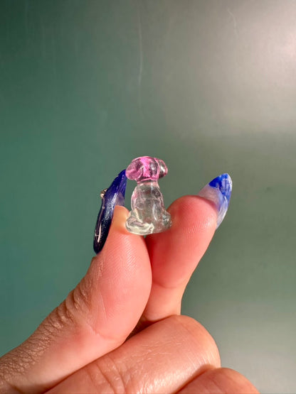 Mini Rainbow Fluorite Sitting Dog | Crystal Carving