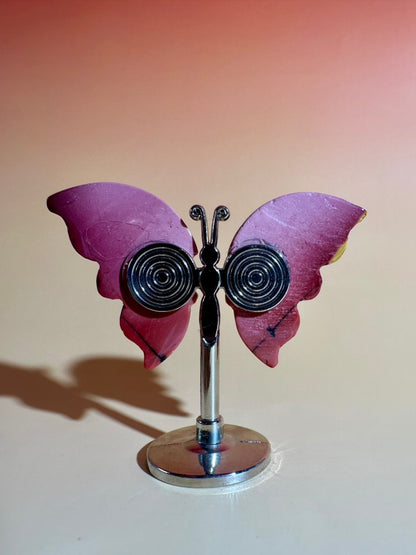Mookaite Butterfly on Silver Stand | Adventure, Grounding & Personal Growth Crystal Décor