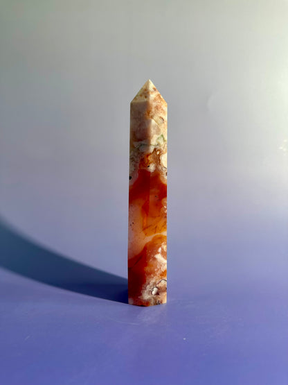 Carnelian Flower Agate Tower Option M | Growth, Creativity & Confidence Crystal