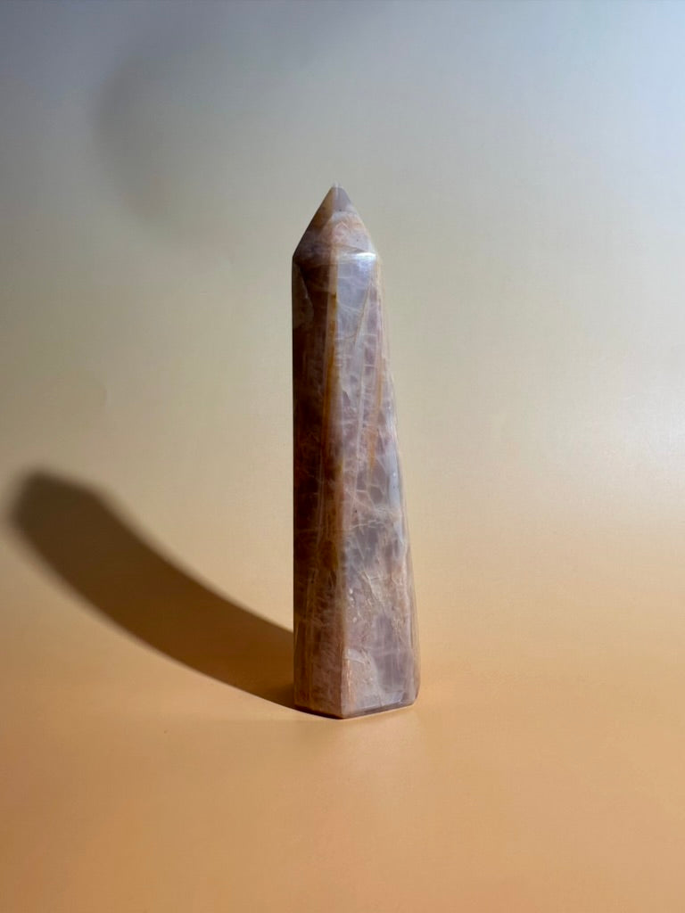 Peach Moonstone Tower – Option E | Collector Crystal, New Beginnings & Inner Peace