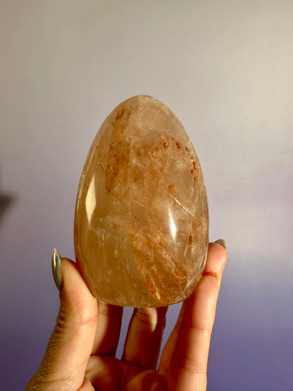Fire Quartz Standing Freeform Option B | Polished Hematoid Quartz Display Crystal