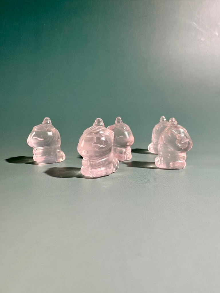 Mini Rose Quartz Sitting Unicorn | Crystal Carving