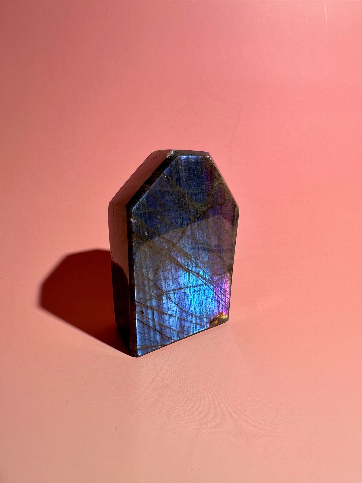 Perfectly Imperfect Medium Blue and Purple Flash Labradorite Standing Freeform Misfit – Option D