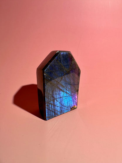 Perfectly Imperfect Medium Blue and Purple Flash Labradorite Standing Freeform Misfit – Option D
