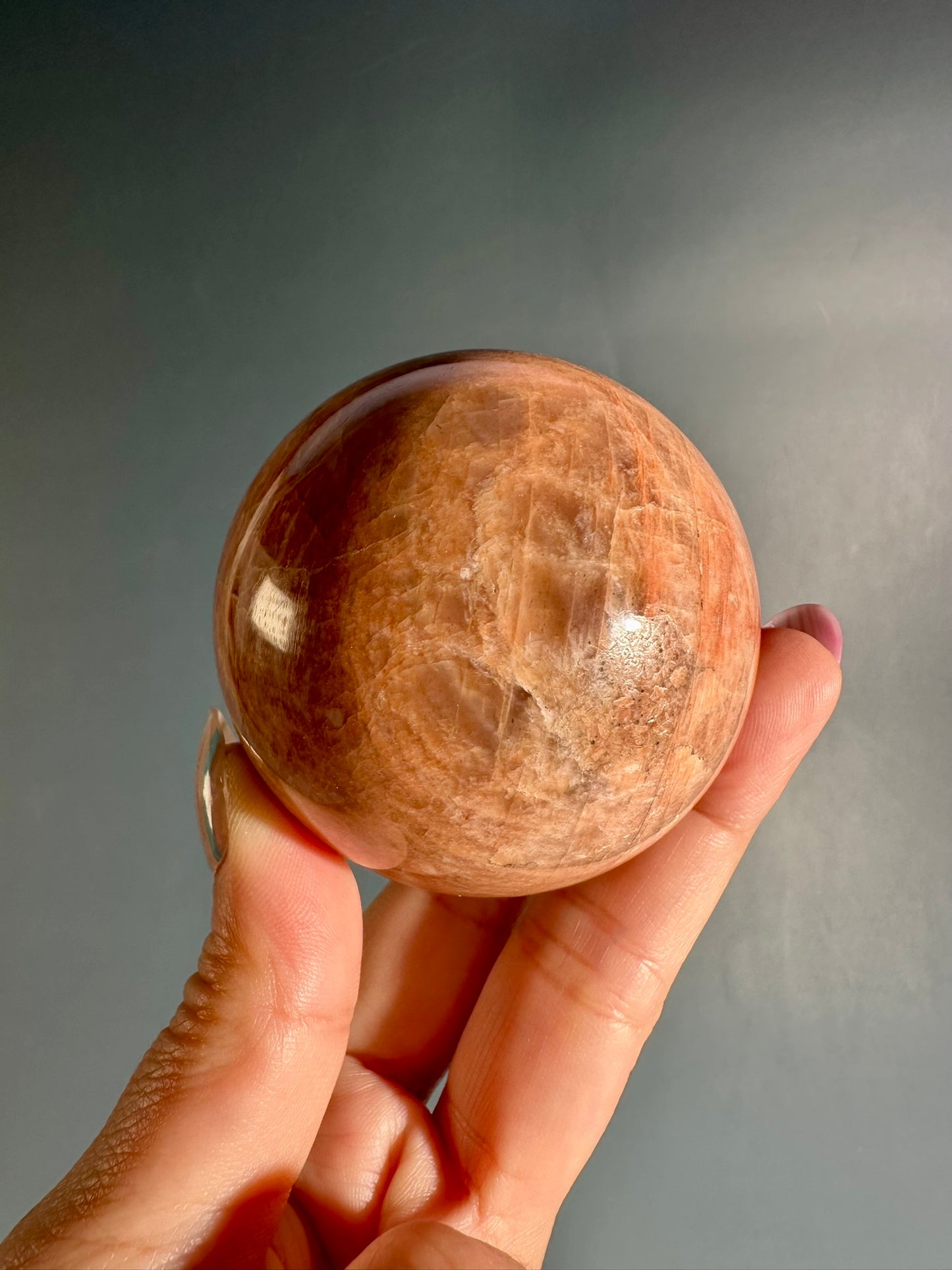 Peach Moonstone Sphere Option B | Premium One-of-a-Kind Crystal