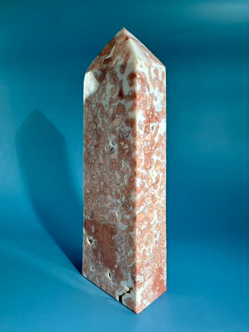 Large Pink Cotton Candy Agate Obelisk Tower