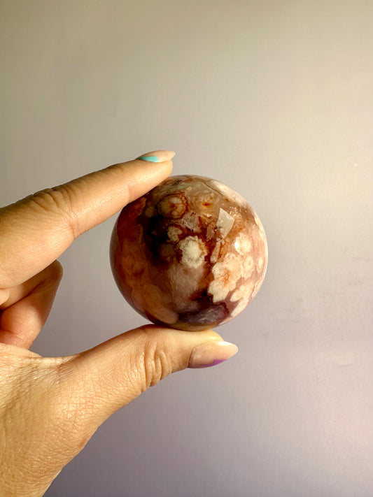 Carnelian Flower Agate Sphere Option B | One-of-a-Kind Collector Crystal