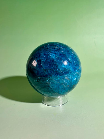 Blue Apatite Sphere – Option A | Clarity, Communication & Inspiration Crystal