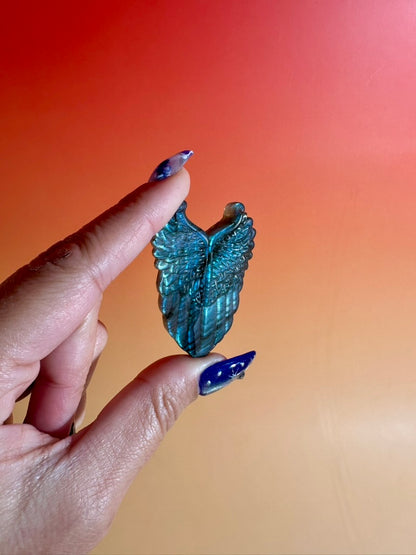 Labradorite Angel Wing | Flashy Crystal Carving