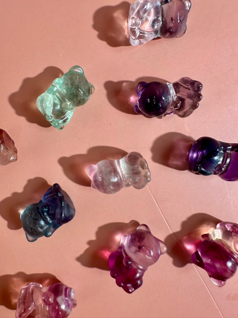 Mini Rainbow Fluorite Lucky Cat | Crystal Carving
