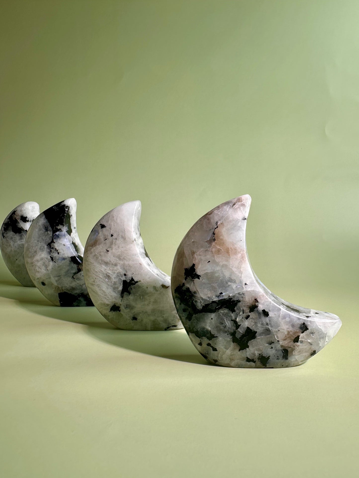 Rainbow Moonstone Standing Moon Carving