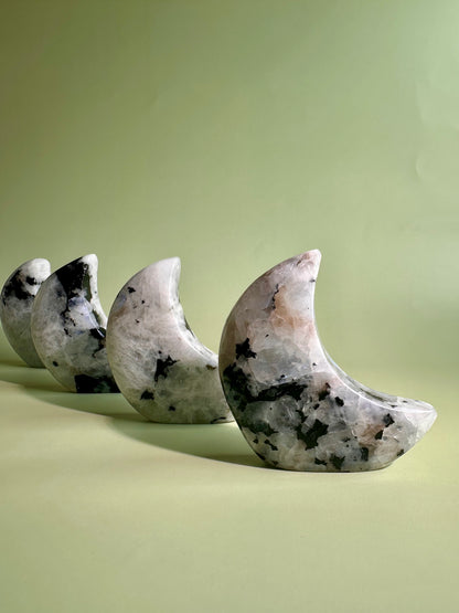 Rainbow Moonstone Standing Moon Carving