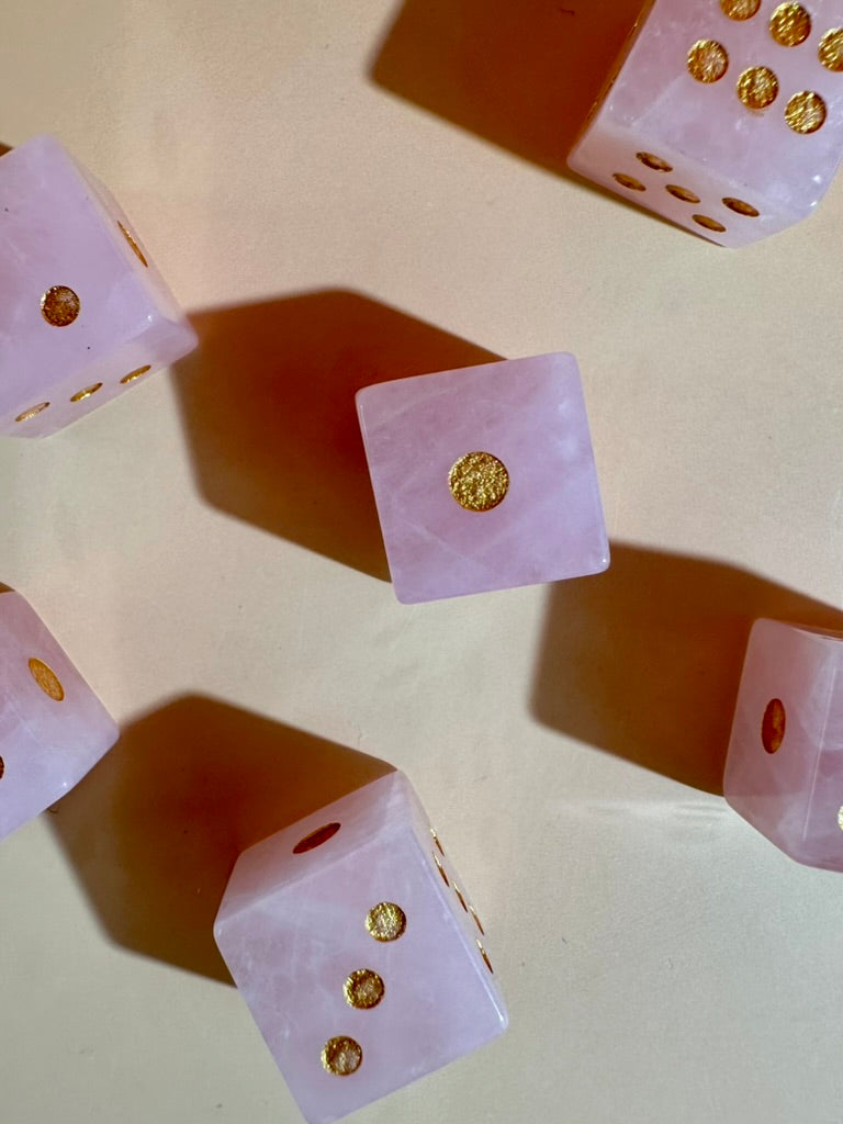 Rose Quartz Crystal Dice | Set of 2