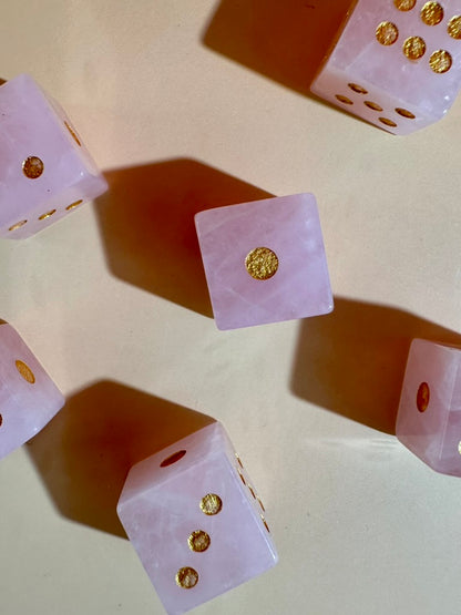 Rose Quartz Crystal Dice | Set of 2