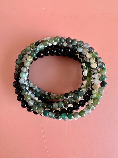 Bracelet Bundle Set: “Rooted in Kindness” - Tree Agate, Moss Agate, Black Tourmaline