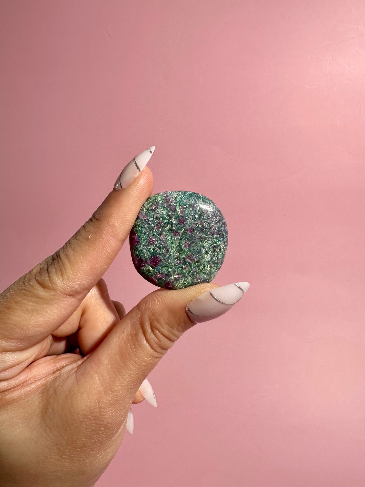 Ruby Fuchsite Mini Round Flat Palm