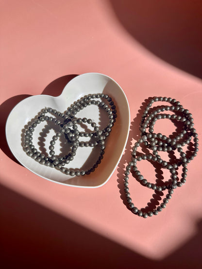 6mm Polished Pyrite Beaded Bracelet