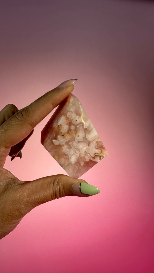 Pink Carnelian Flower Agate Gusher – Option D