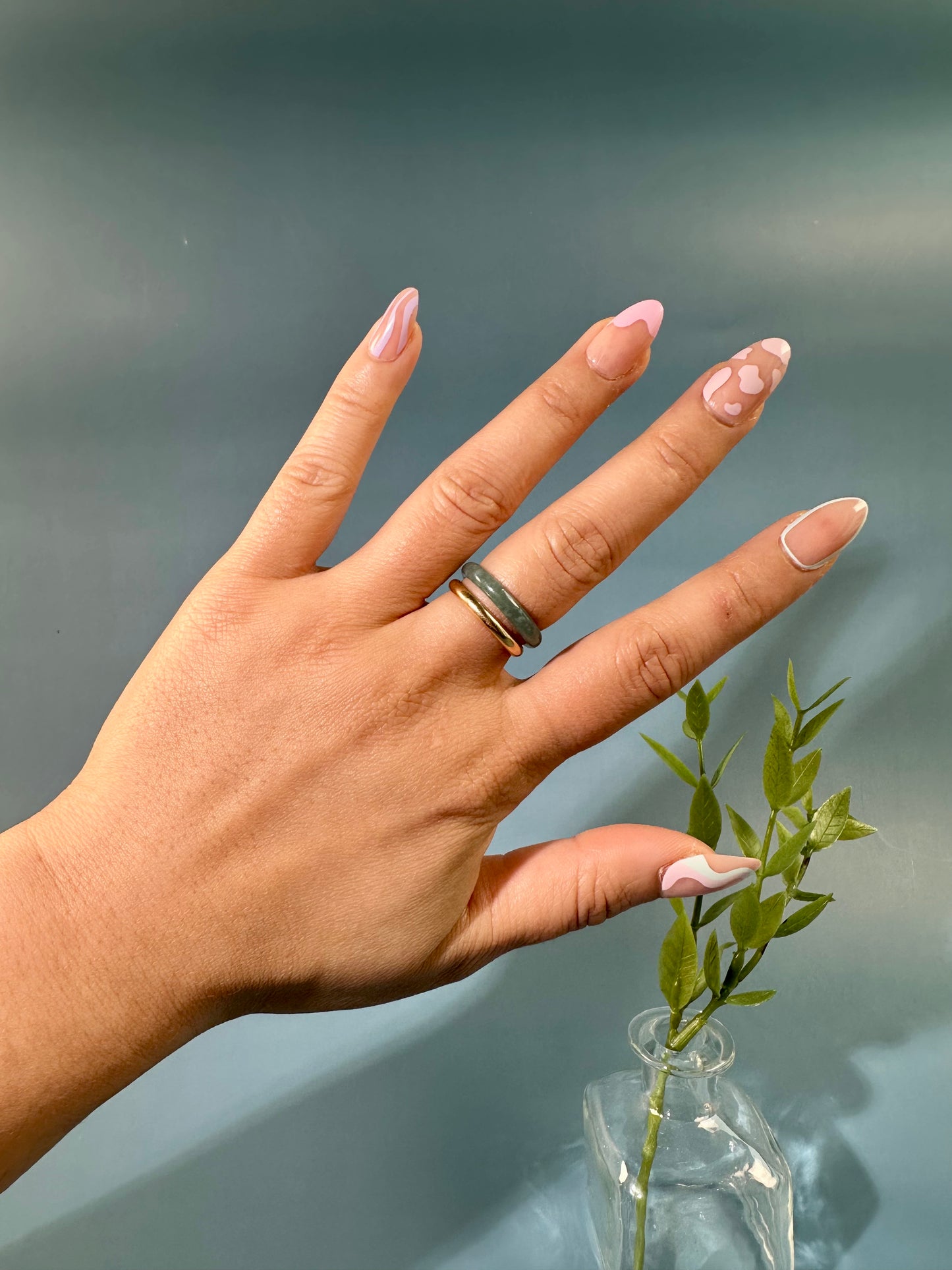 Dainty Blue Water Jade Bangle Ring