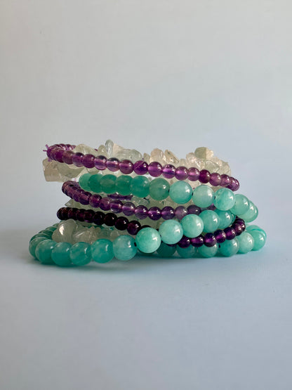 Bracelet Bundle Set: “Still Waters” - Aquamarine, Amazonite, Amethyst