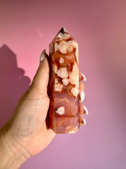 Carnelian Flower Agate Tower – Option C