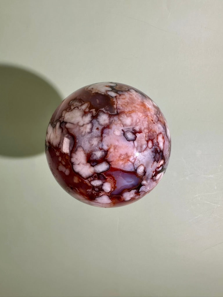 Carnelian Flower Agate Sphere Option D | Premium One-of-a-Kind Crystal
