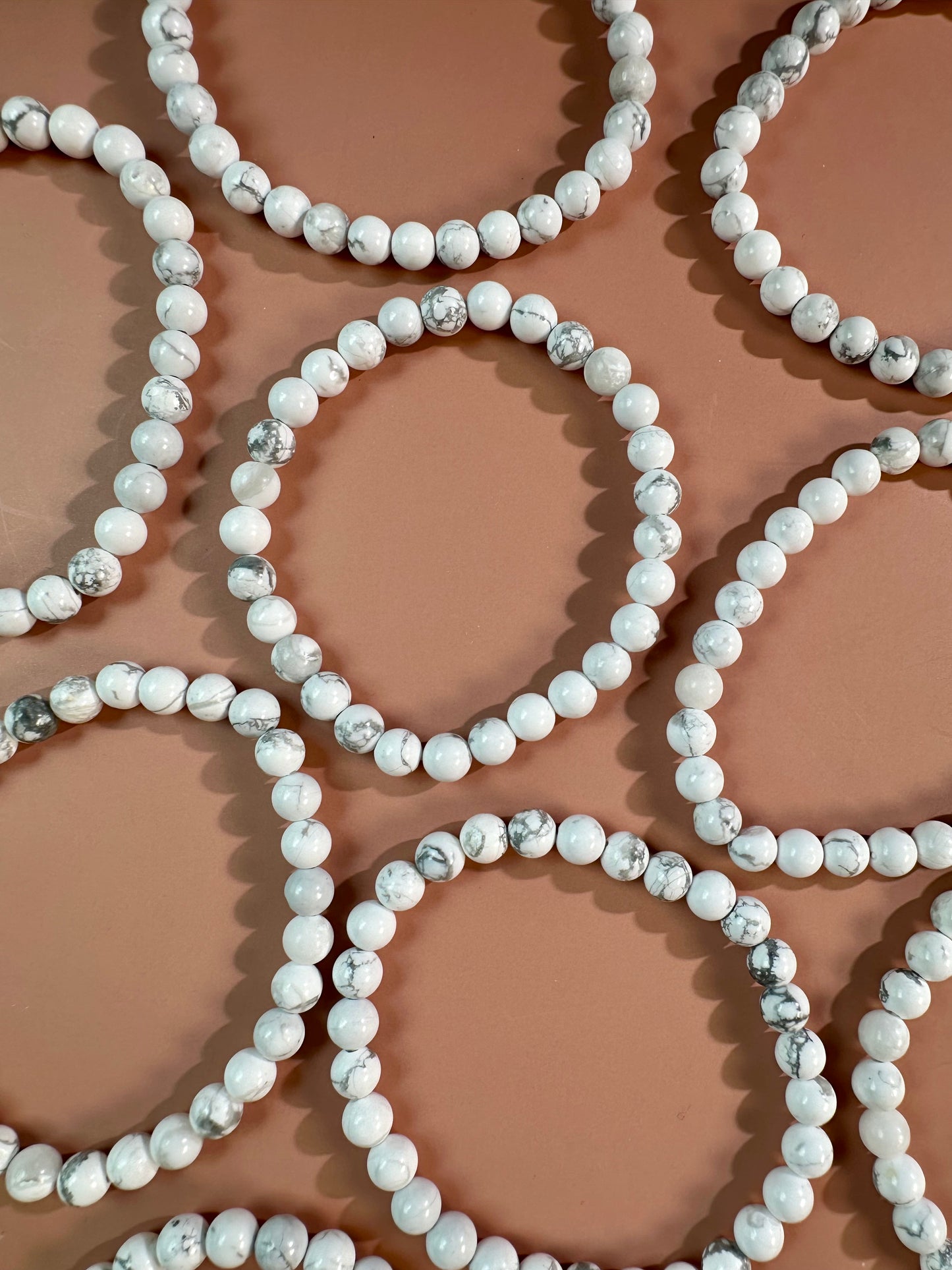 6mm Howlite Beaded Bracelet