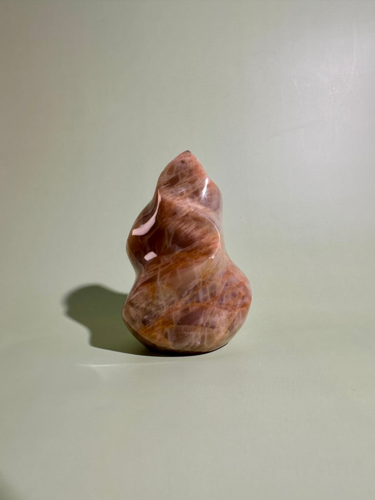 Peach Moonstone Flame – Option E | Collector Crystal, New Beginnings & Inner Peace