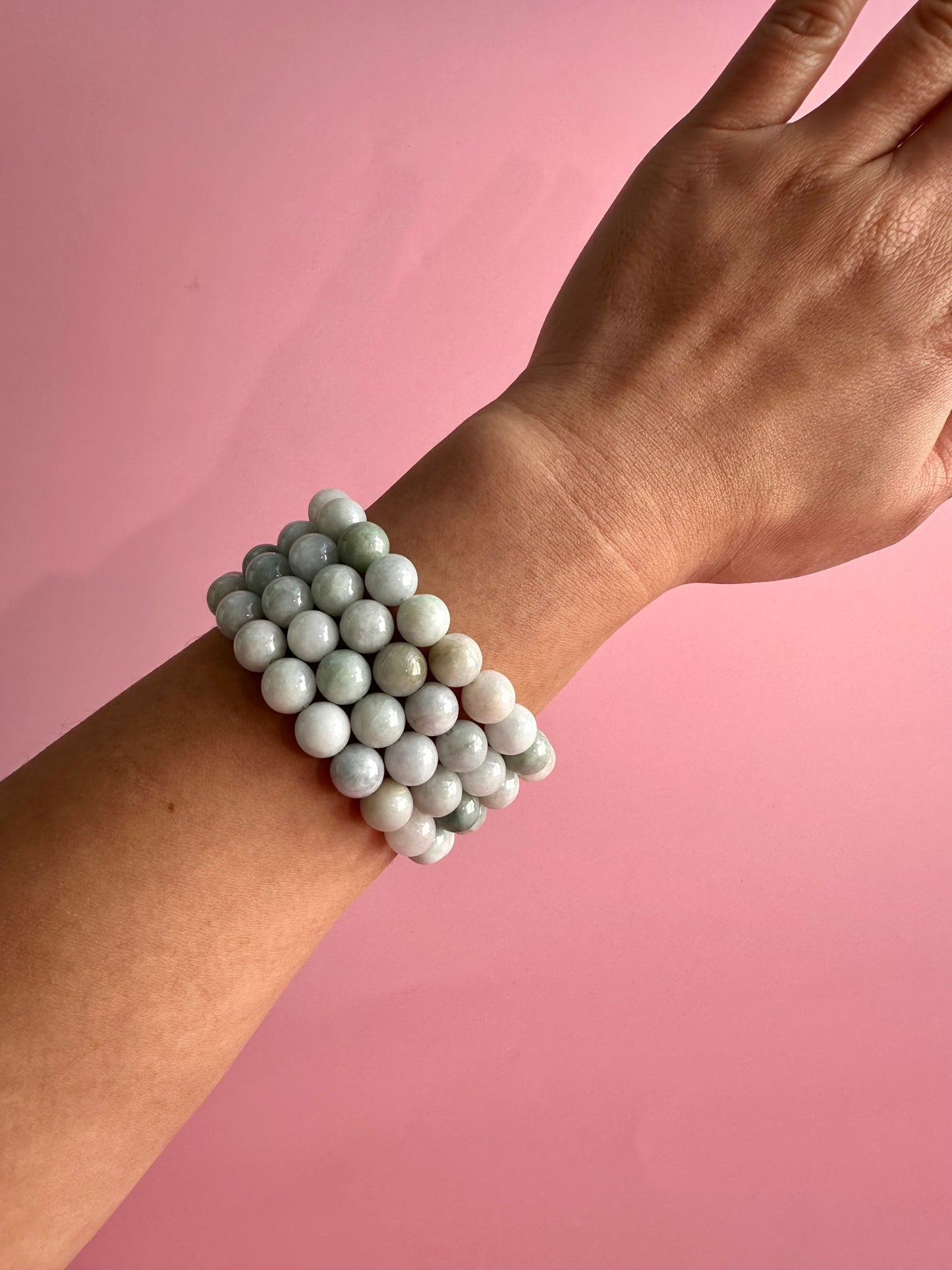 8mm Natural Burmese Jade Beaded Bracelet