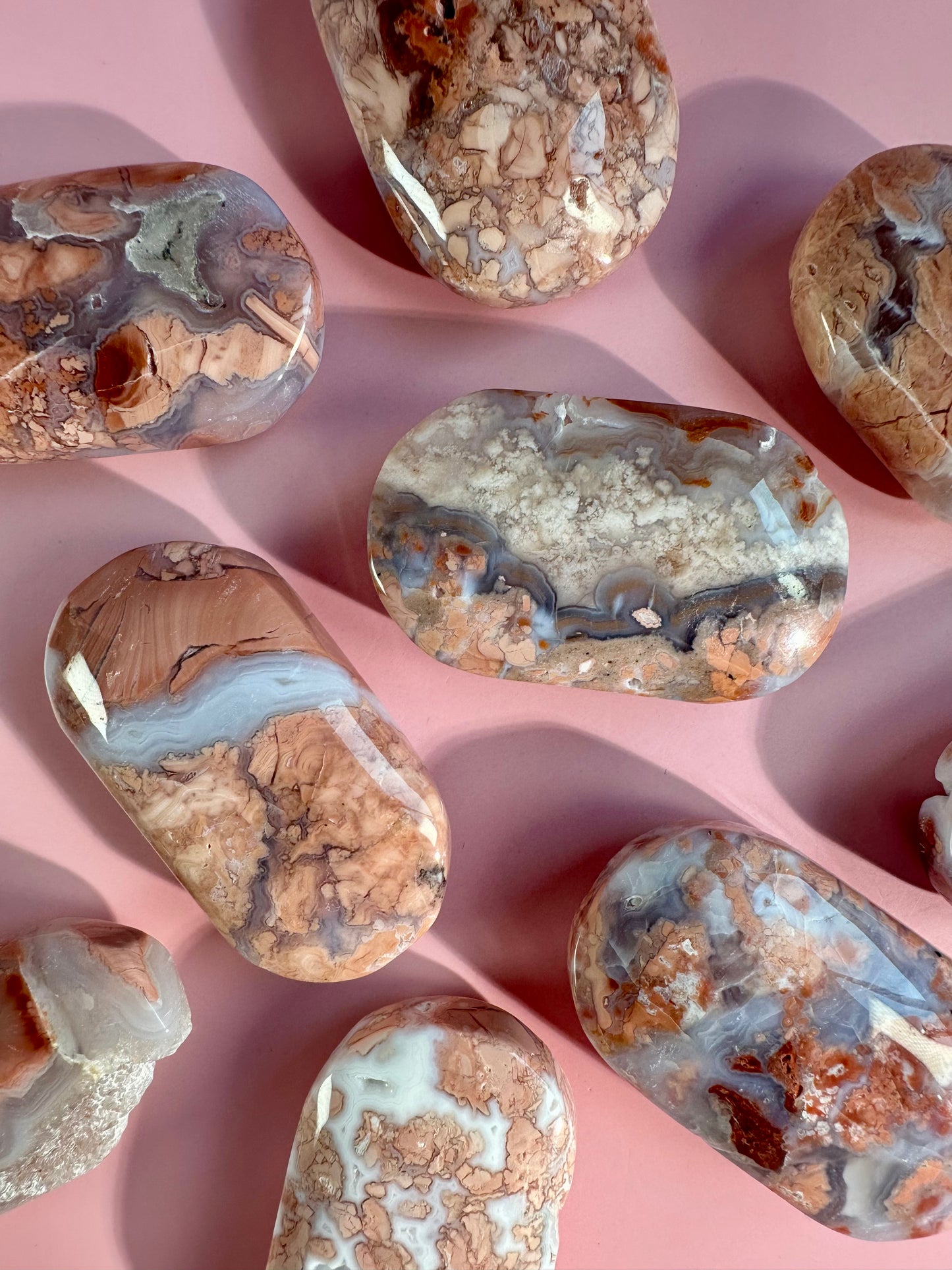 Pink Cotton Candy Agate Palm Stone