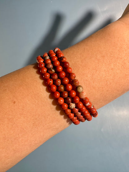 4mm Red Jasper Beaded Bracelet – Grounding Crystal