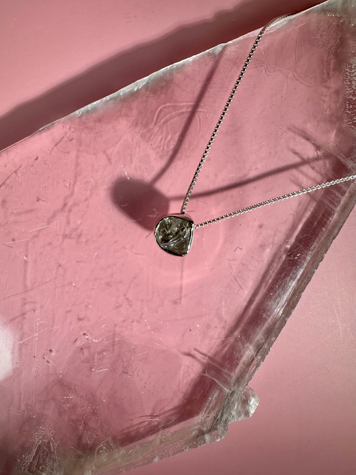 925 Sterling Silver Herkimer Diamond Bezel Slider Necklace