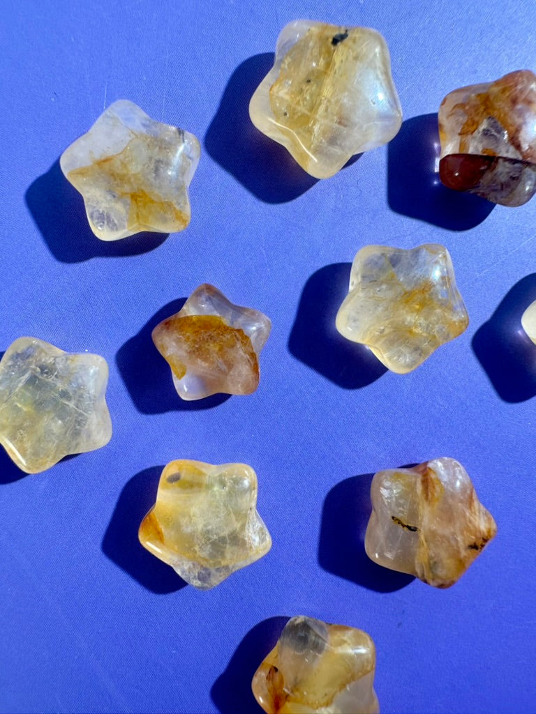 Mini Golden Healer Quartz Star | Crystal Carving