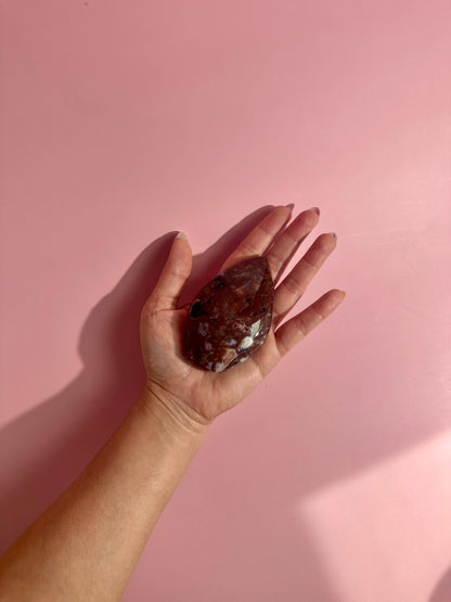 Indonesian Red Moss Agate Flame – Option A | Grounding, Courage & Growth Crystal