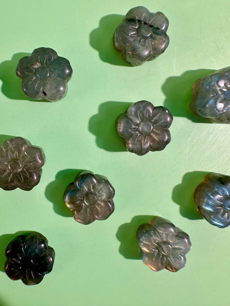 Mini Labradorite Flower | Flashy Crystal Carving
