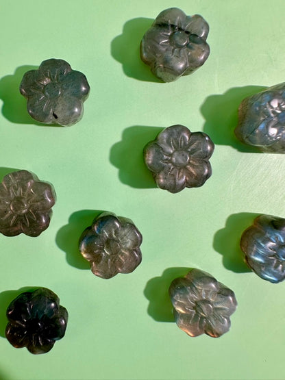Mini Labradorite Flower | Flashy Crystal Carving